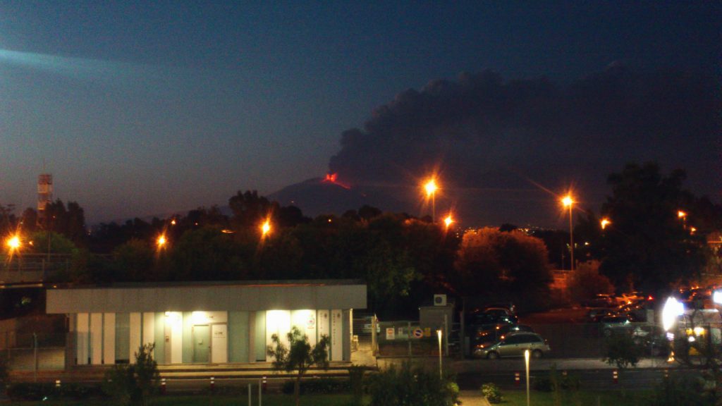 Erupting vulcano Etna Sicily