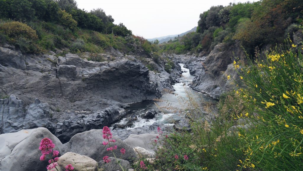 overlooking Alcantara river Sicily Italia