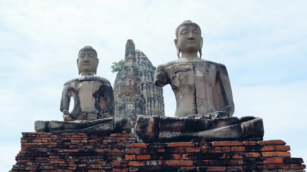 Buddha statue prang Wat Chai Watthanaram Ayutthaya