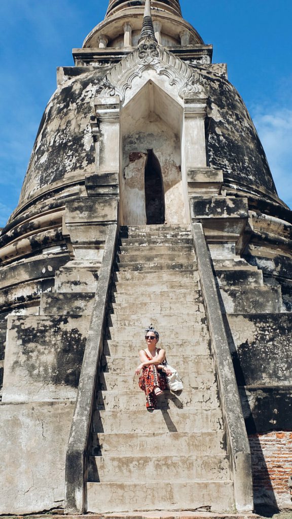 enjoying temple ruins Ayutthaya