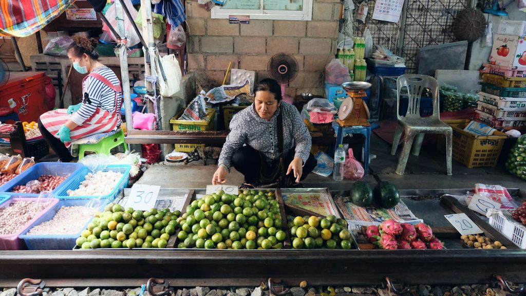 fresh fruit local market Maeklong Thailand