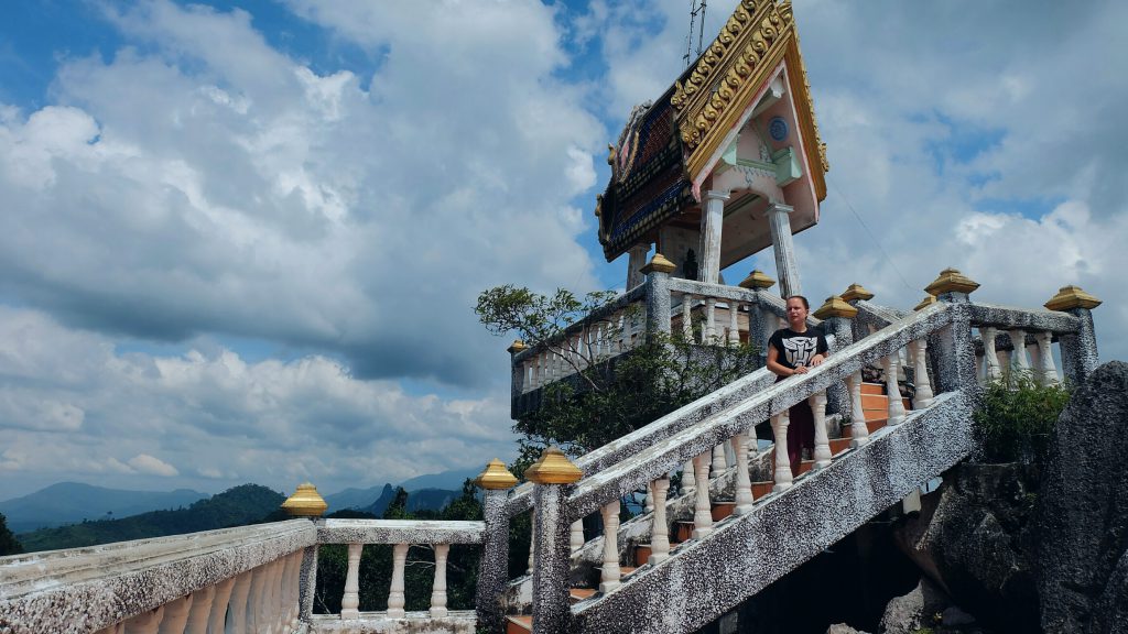temple top of limestone cliff Krabi Thailand