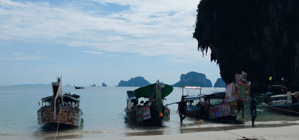 Longtail boats Phra Nang Beach Railay Thailand