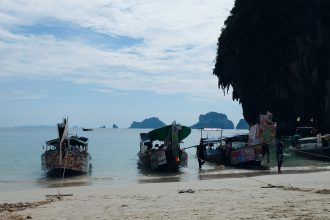 Longtail boats Phra Nang Beach Railay Thailand