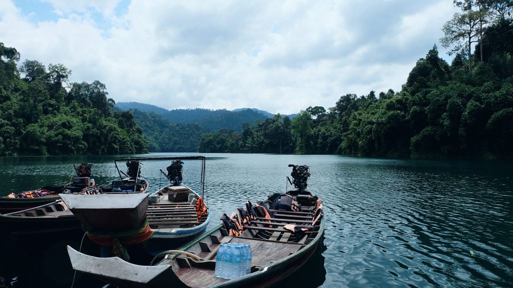 longtail boats Cheow Lan Lake Khao Sok