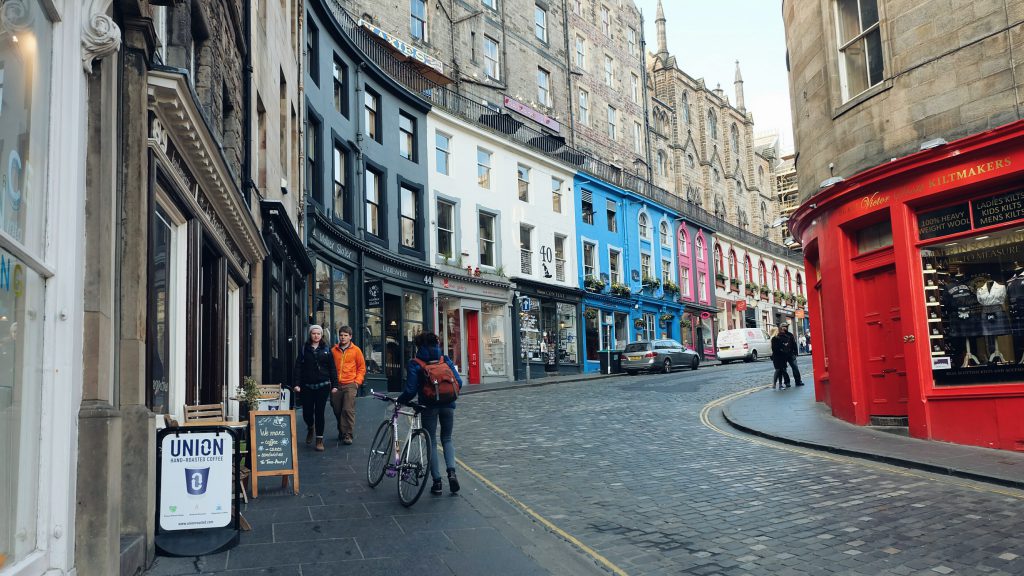 colourful Victoria Street Edinburgh Scotland