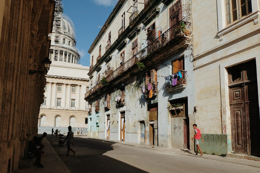 Kids playing soccer streets Centro Havana