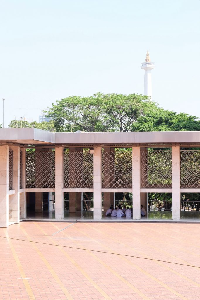 Boys meeting Istiqlal mosque Monas Jakarta Java