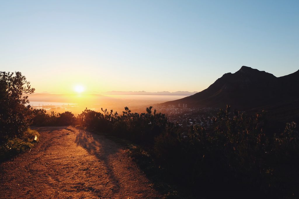 sunrise Lion's Head Cape Town cityview