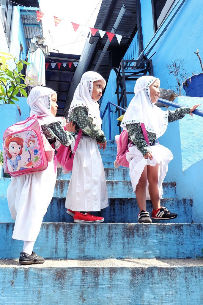 school girls Blue Village Malang Java