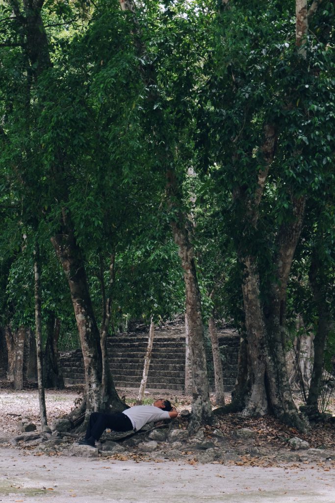 siesta at Calakmul ruins Mexico