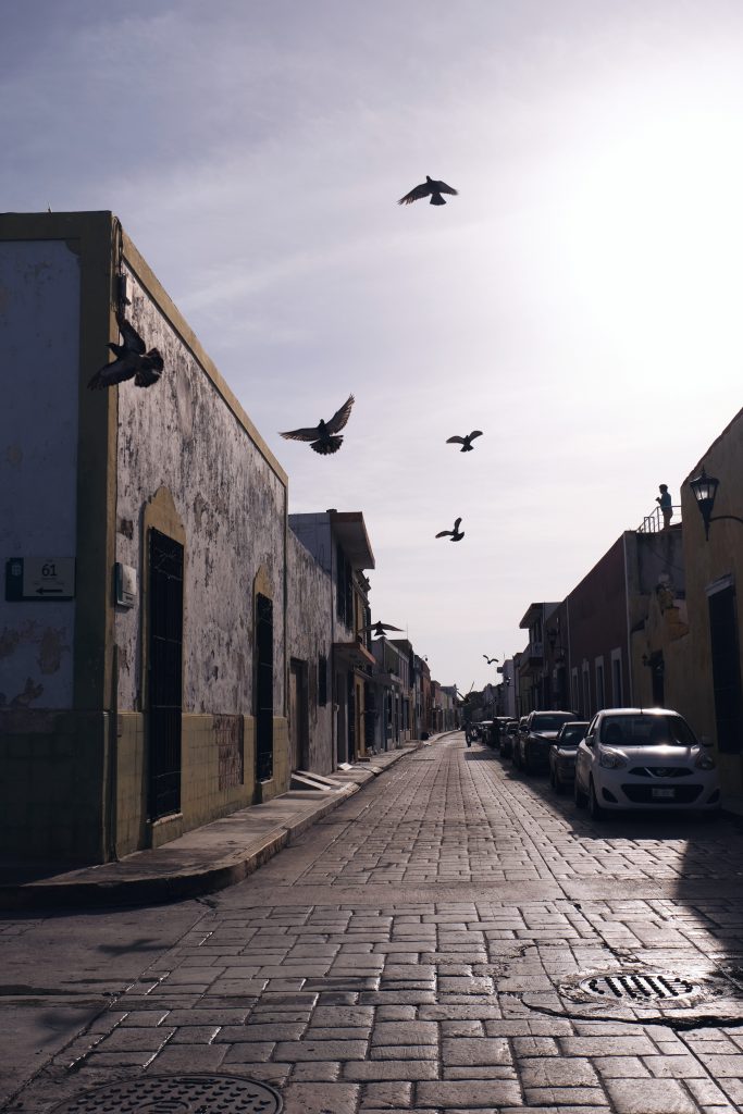 morning street scene Campeche Mexico