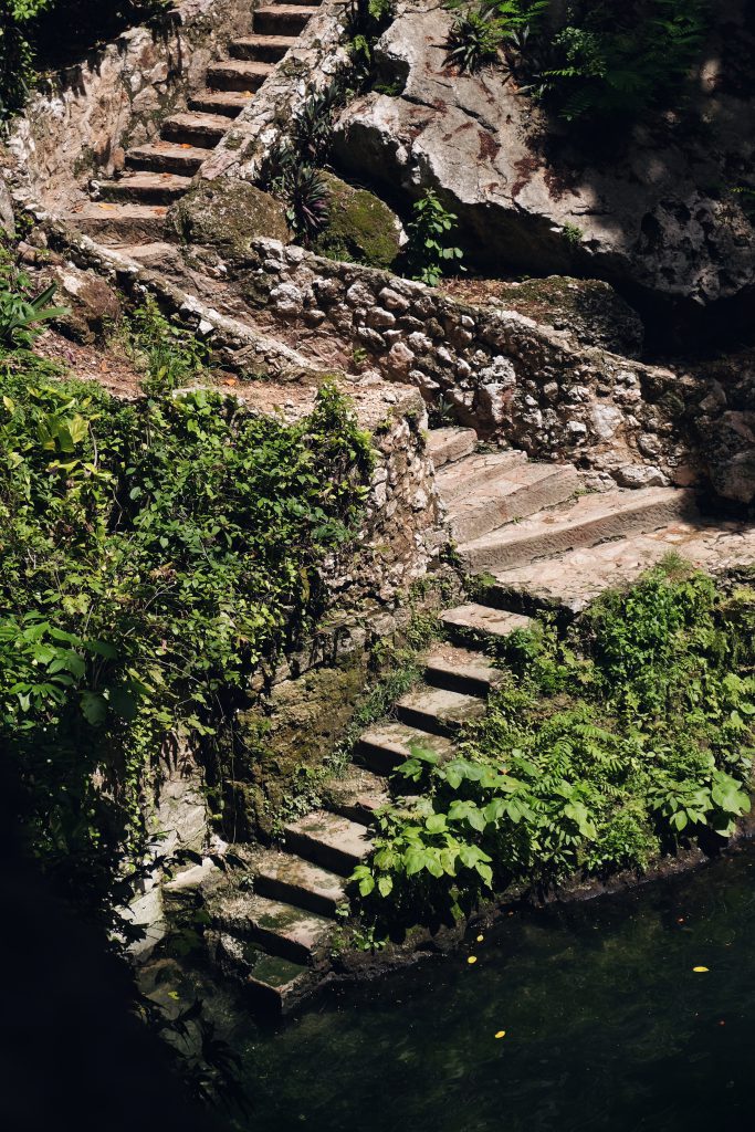 entrance cenote Zaci Valladolid Mexico