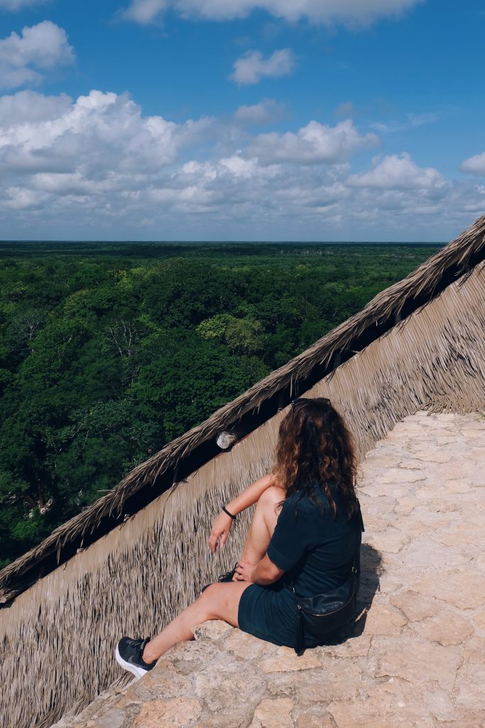 Top view from Maya temple Ek'Balam Yucatan Mexico
