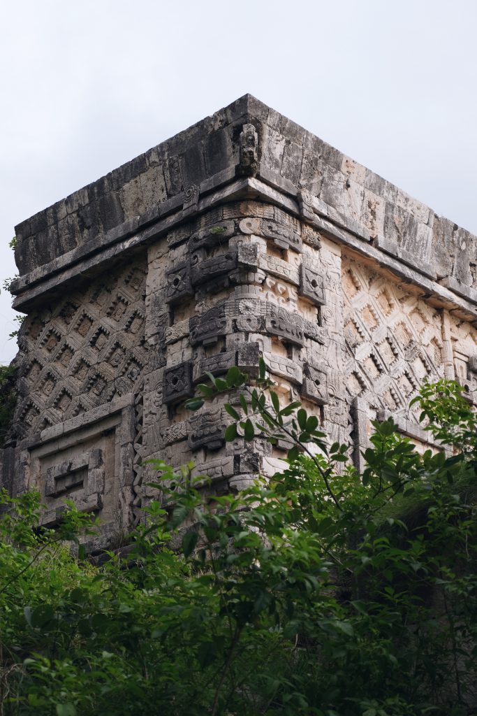close up detail Maya temple Uxmal Mexico