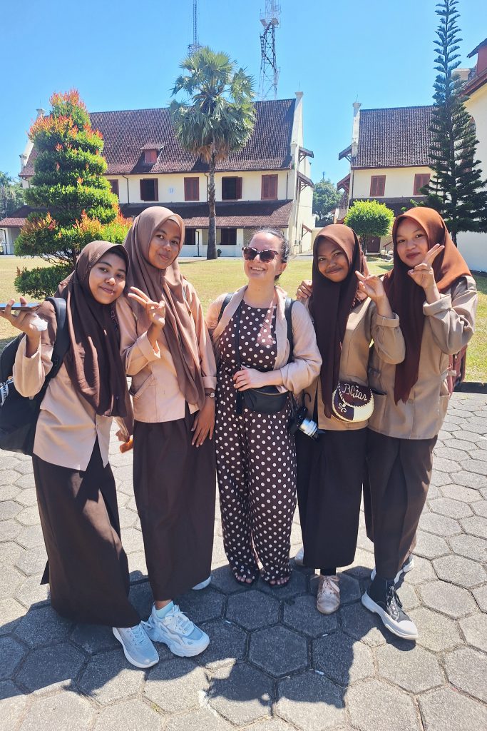 picture with local girls Makassar Sulawesi